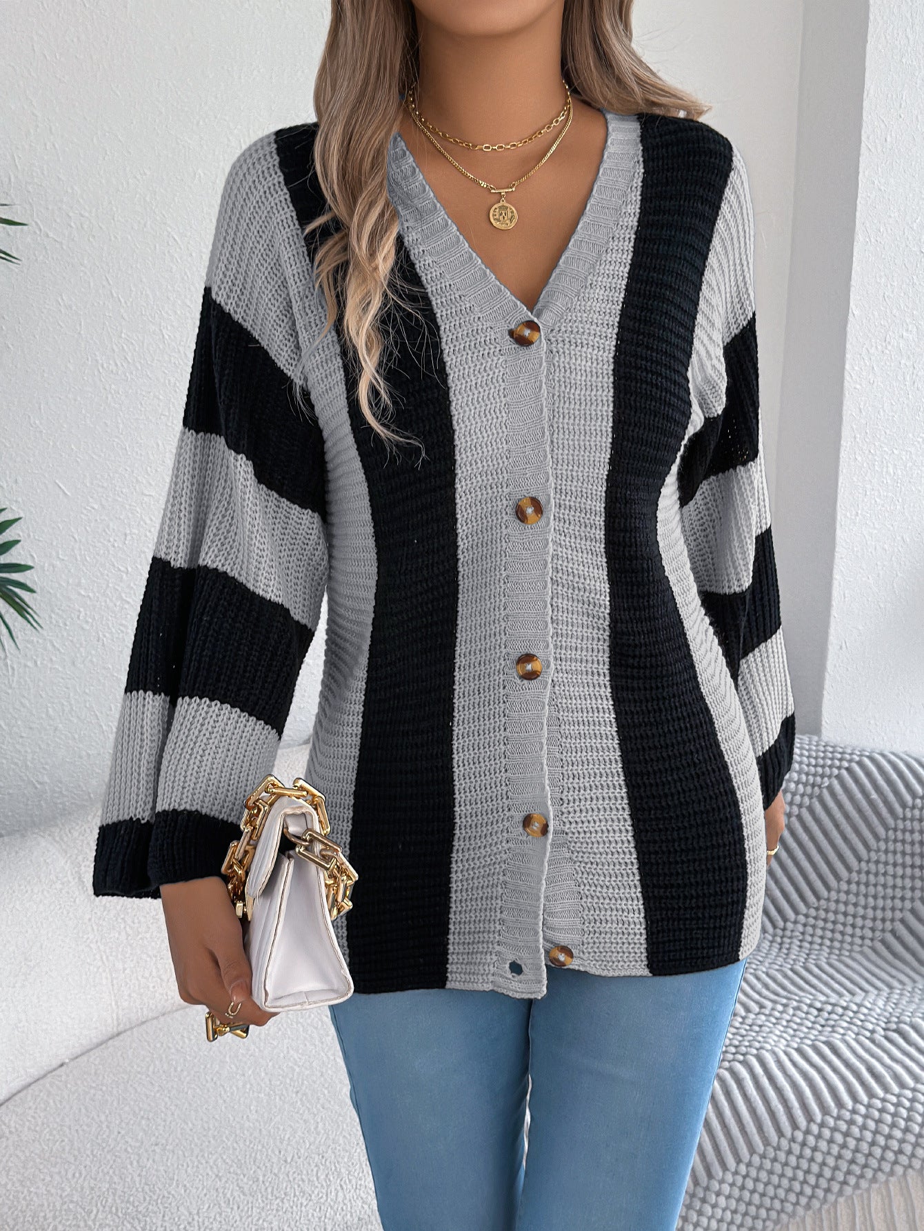 COZY CHIC STRIPE CARDIGAN - MONARCA London