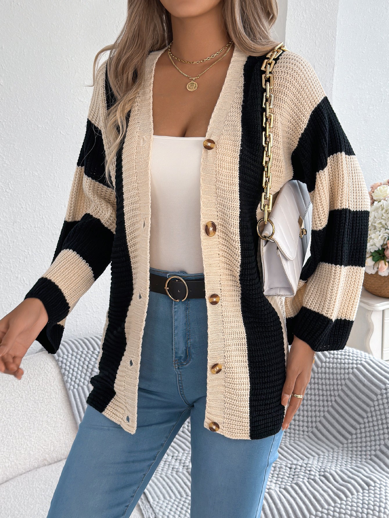 COZY CHIC STRIPE CARDIGAN - MONARCA London