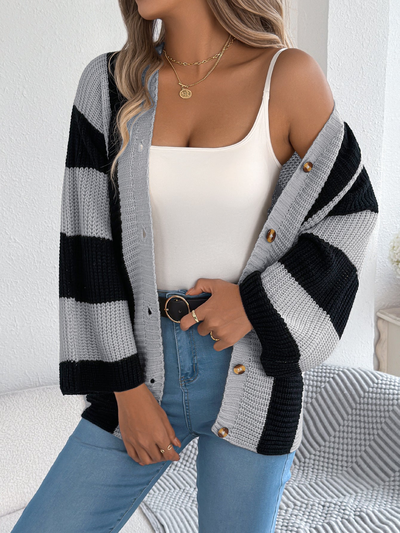 COZY CHIC STRIPE CARDIGAN - MONARCA London