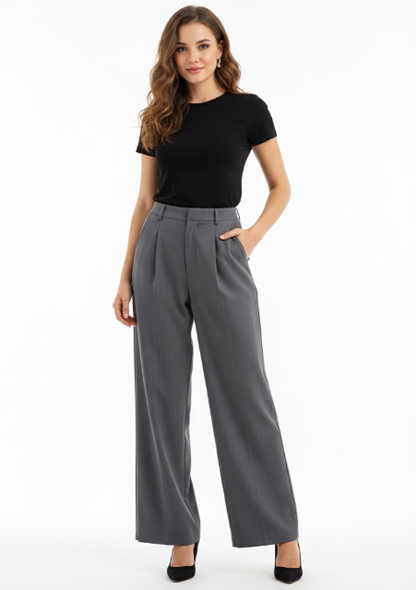 PLEATED WIDE-LEG PANTS - MONARCA London