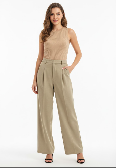 PLEATED WIDE-LEG PANTS - MONARCA London