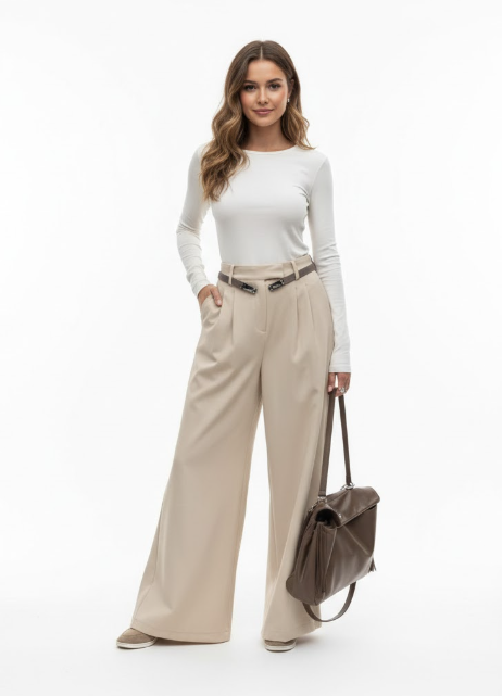 FLOWY WIDE-LEG TROUSERS - MONARCA