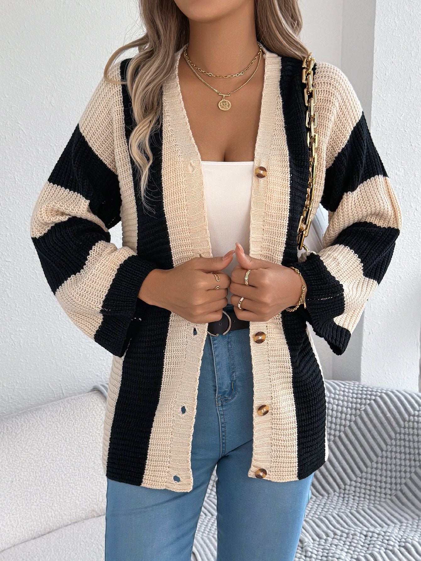 COZY CHIC STRIPE CARDIGAN - MONARCA London
