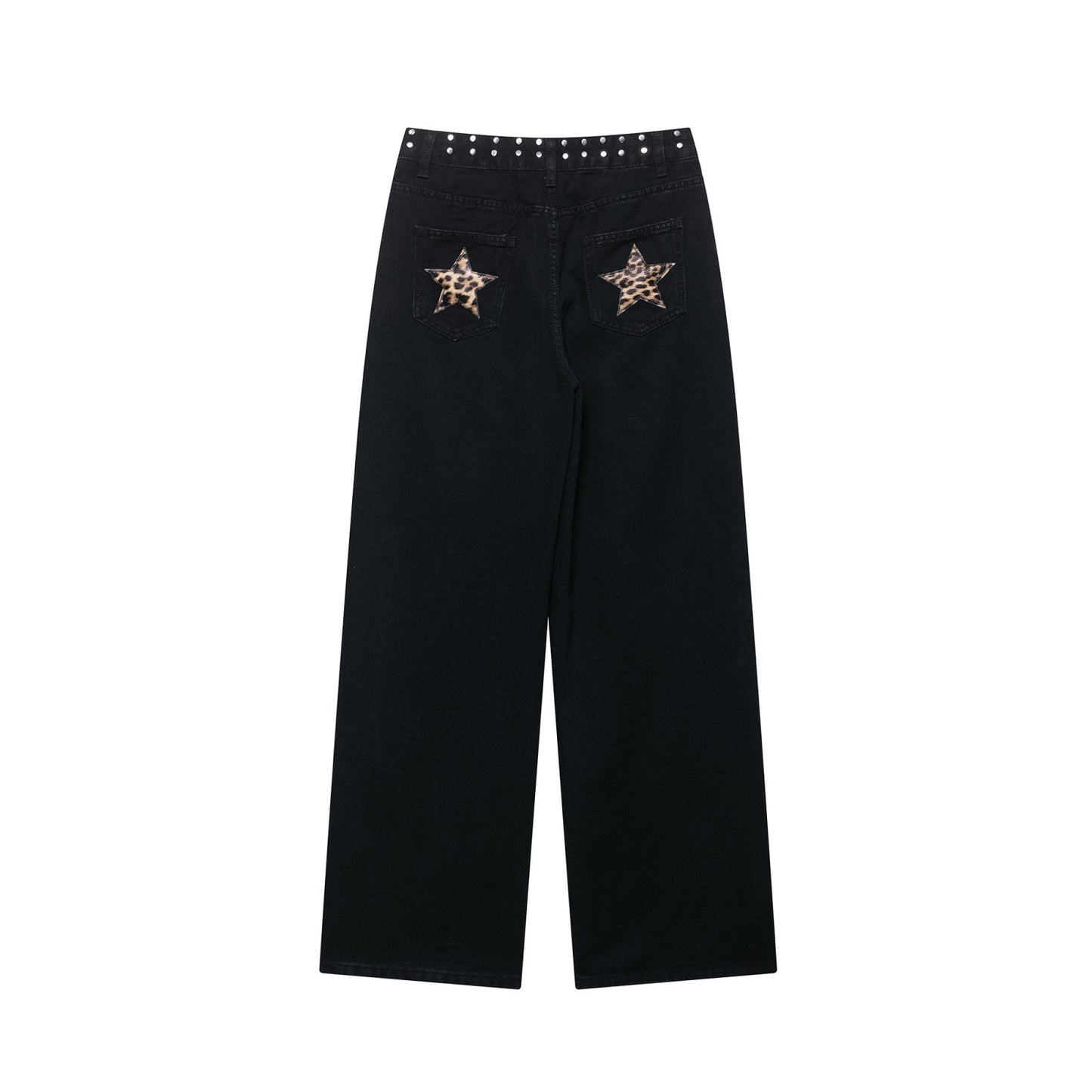 STUDDED LEOPARD STAR WIDE-LEG JEANS - MONARCA London