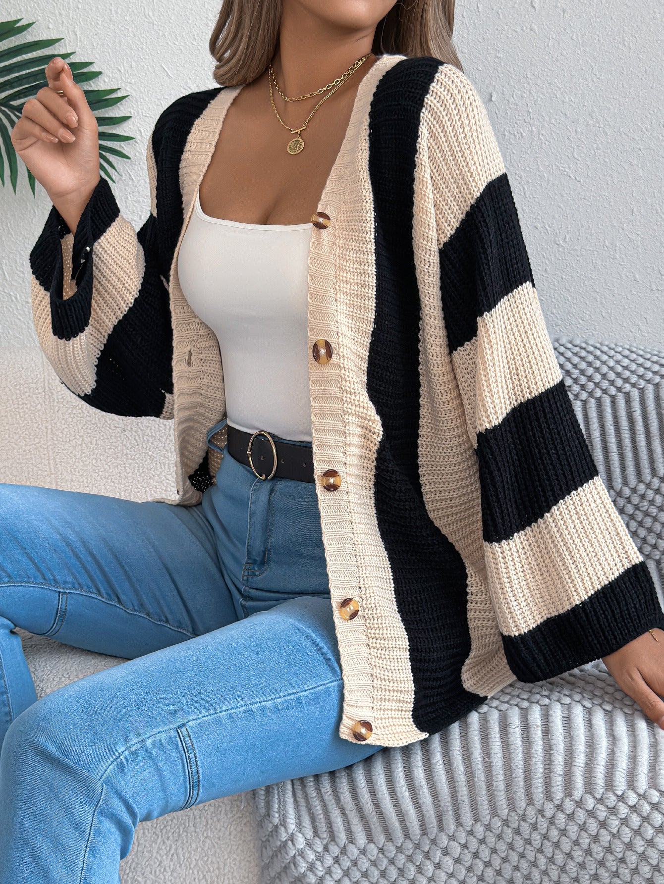 COZY CHIC STRIPE CARDIGAN - MONARCA London