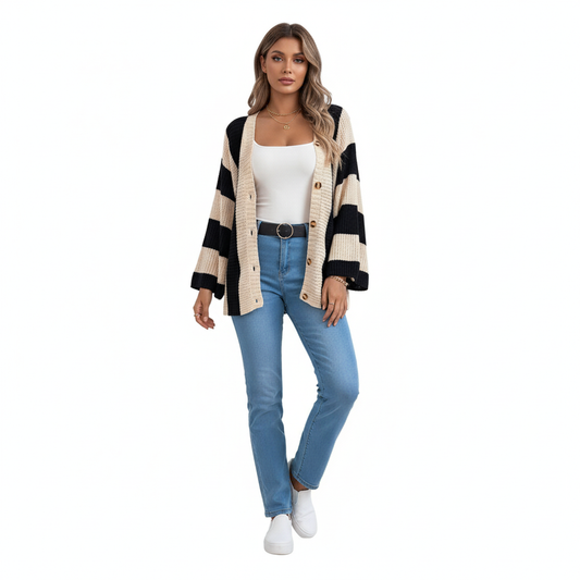 COZY CHIC STRIPE CARDIGAN - MONARCA London