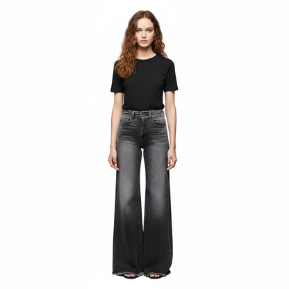 HIGH-WAISTED WIDE-LEG FLARE JEANS - MONARCA London