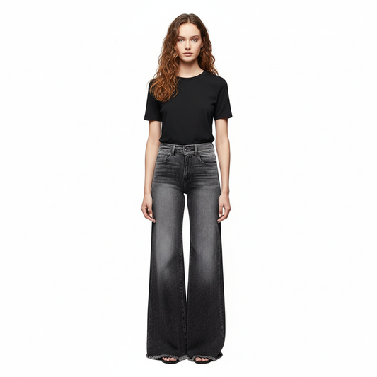 HIGH-WAISTED WIDE-LEG FLARE JEANS - MONARCA London