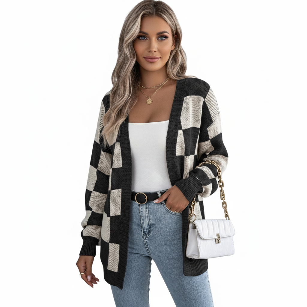 CHECKERBOARD CARDIGAN - MONARCA London