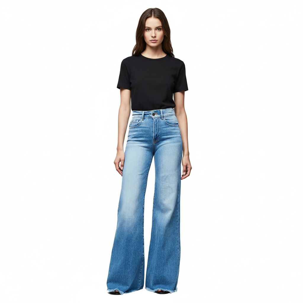 HIGH-WAISTED WIDE-LEG FLARE JEANS - MONARCA London